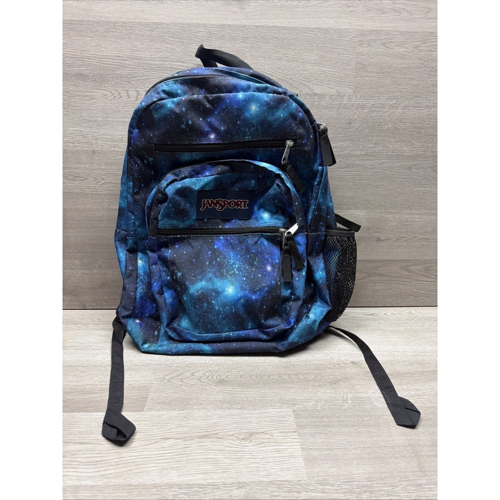 JanSport XL Big Student Laptop Backpack Cosmic Galaxy Blue Cyberspace Dimensions